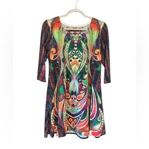 Amma Design Womens Artwork Tunic Size Small Boho Festival Hippie Art to Wear